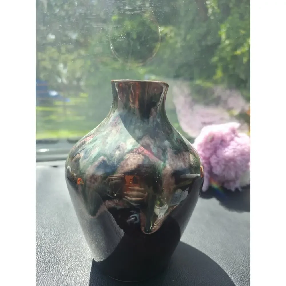 Vintage Beauceware Canada Art Pottery Vase 1661 MCM Green Drip Luster Glaze